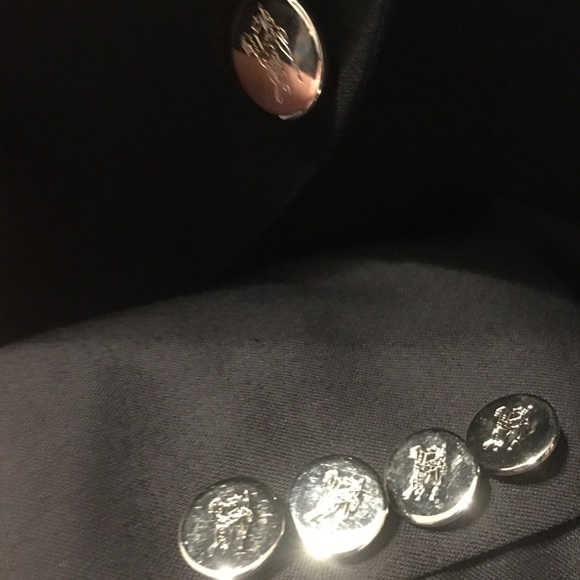 Burberry London man coat with logo on buttons silver color navy blue. - Picture 9 of 9
